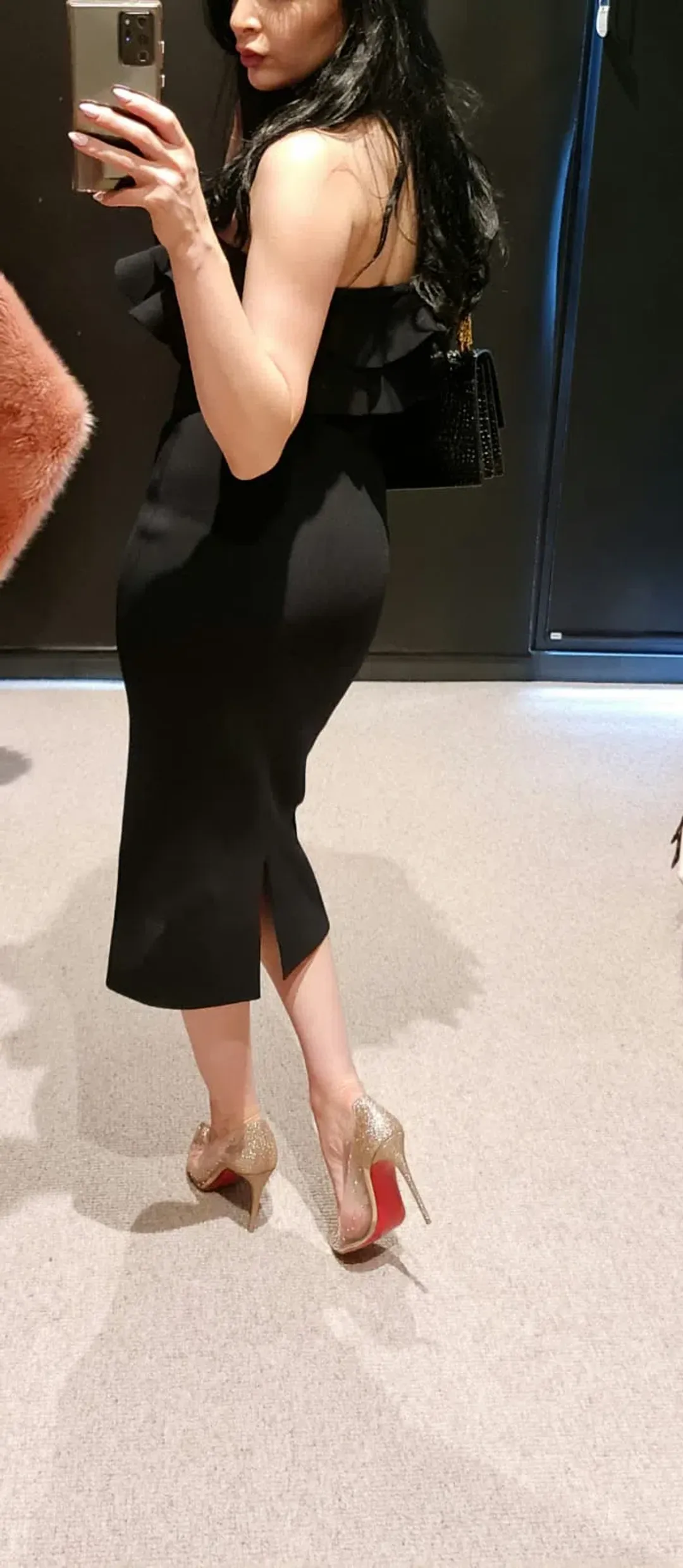 Scanlan Theodore Crepe Knit Strapless Dress Black Size 6 for rent on The Volte - main image