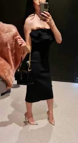 Scanlan Theodore Crepe Knit Strapless Dress Black Size 6 for rent on The Volte - image 6