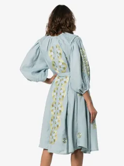 Innika Choo Sir Kulksware Blue Midi Smock Print Dress One Size  for rent on The Volte - image 2