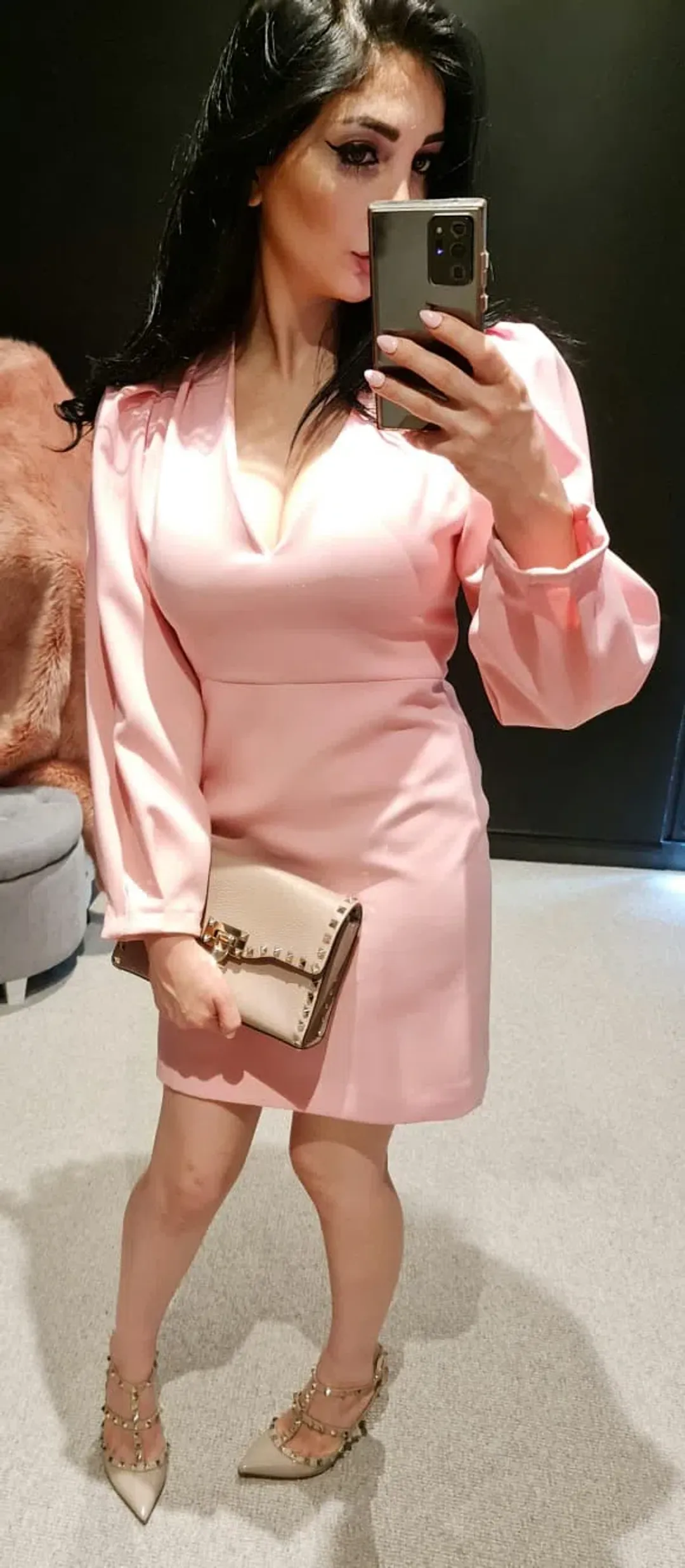 Sandro Long Sleeve Mini Dress Pink Size 6 for rent on The Volte - main image