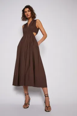 Scanlan Theodore Cotton Drawcord Dress Brown Size 8 for rent on The Volte - image 1