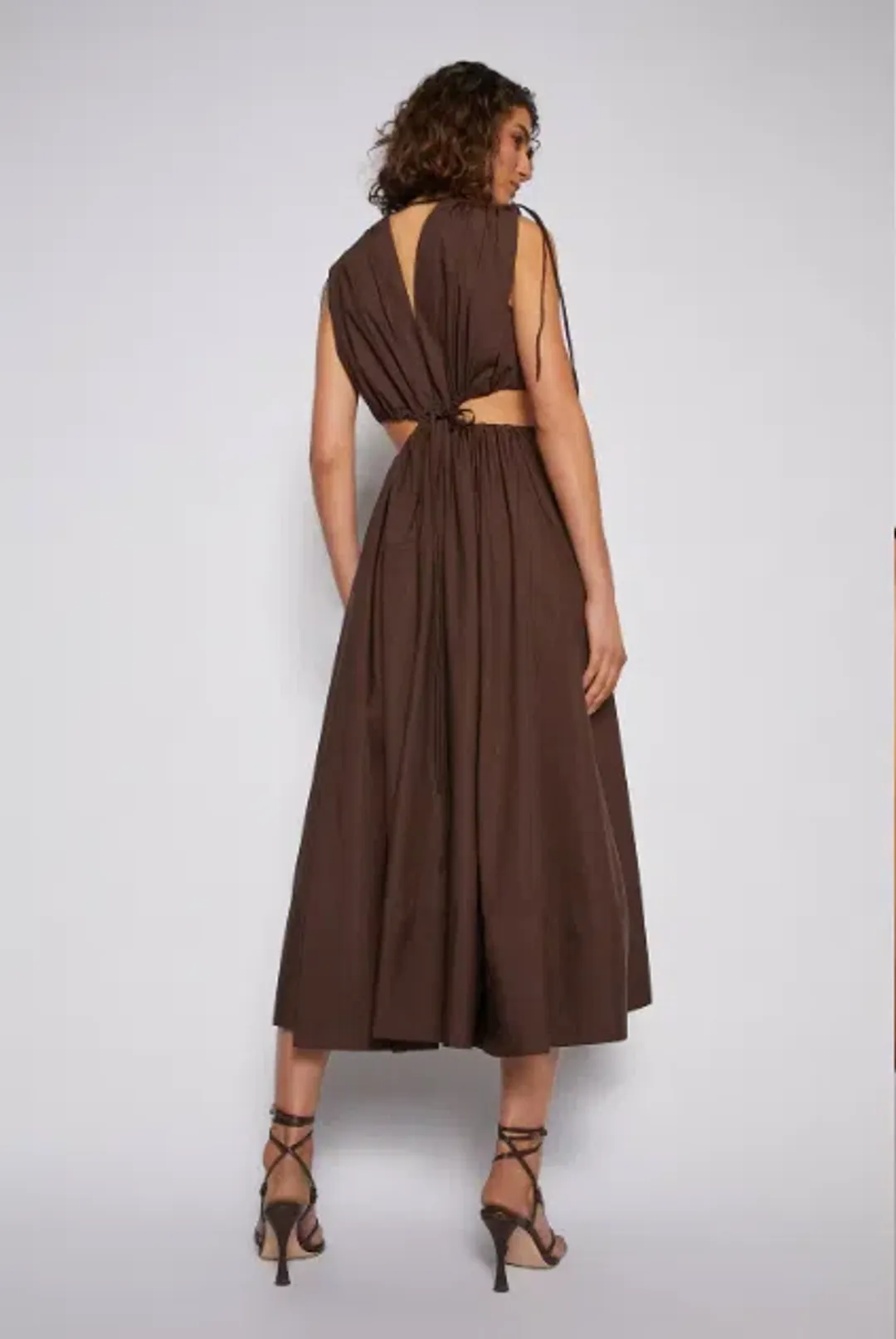 Scanlan Theodore Cotton Drawcord Dress Brown Size 8 for rent on The Volte - main image
