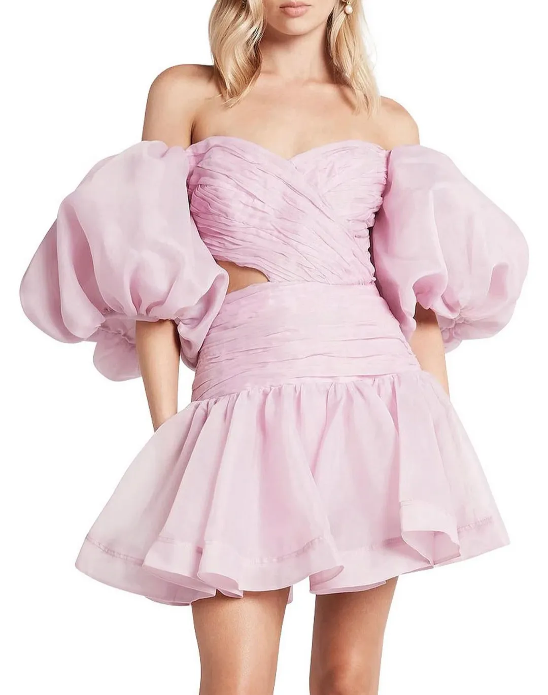 Aje Myriad Cut Out Mini Dress  Pink Size 12 for rent on The Volte - main image