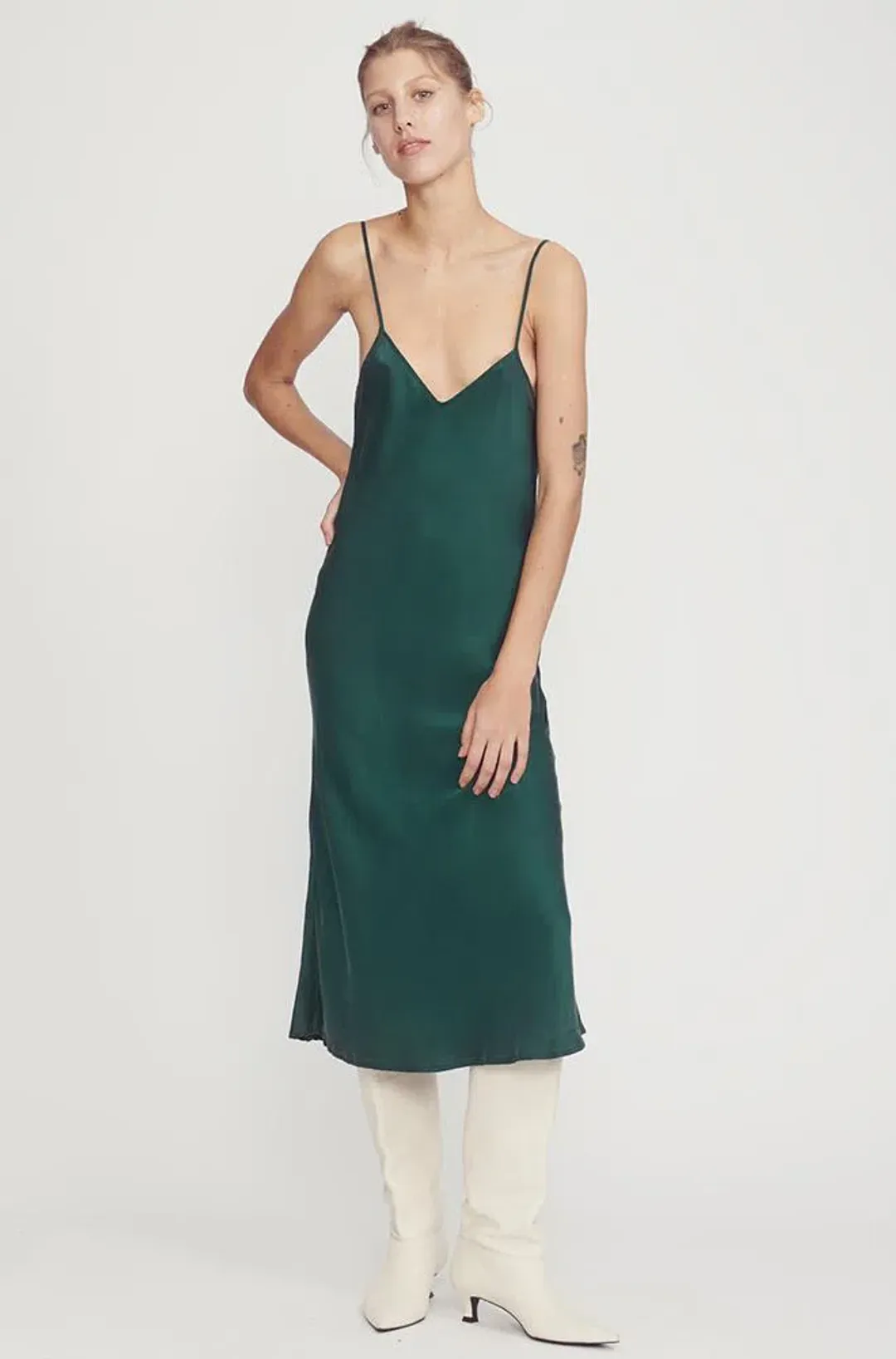 Silk Laundry 90s Slip Dress Green Size 8 for rent on The Volte - main image