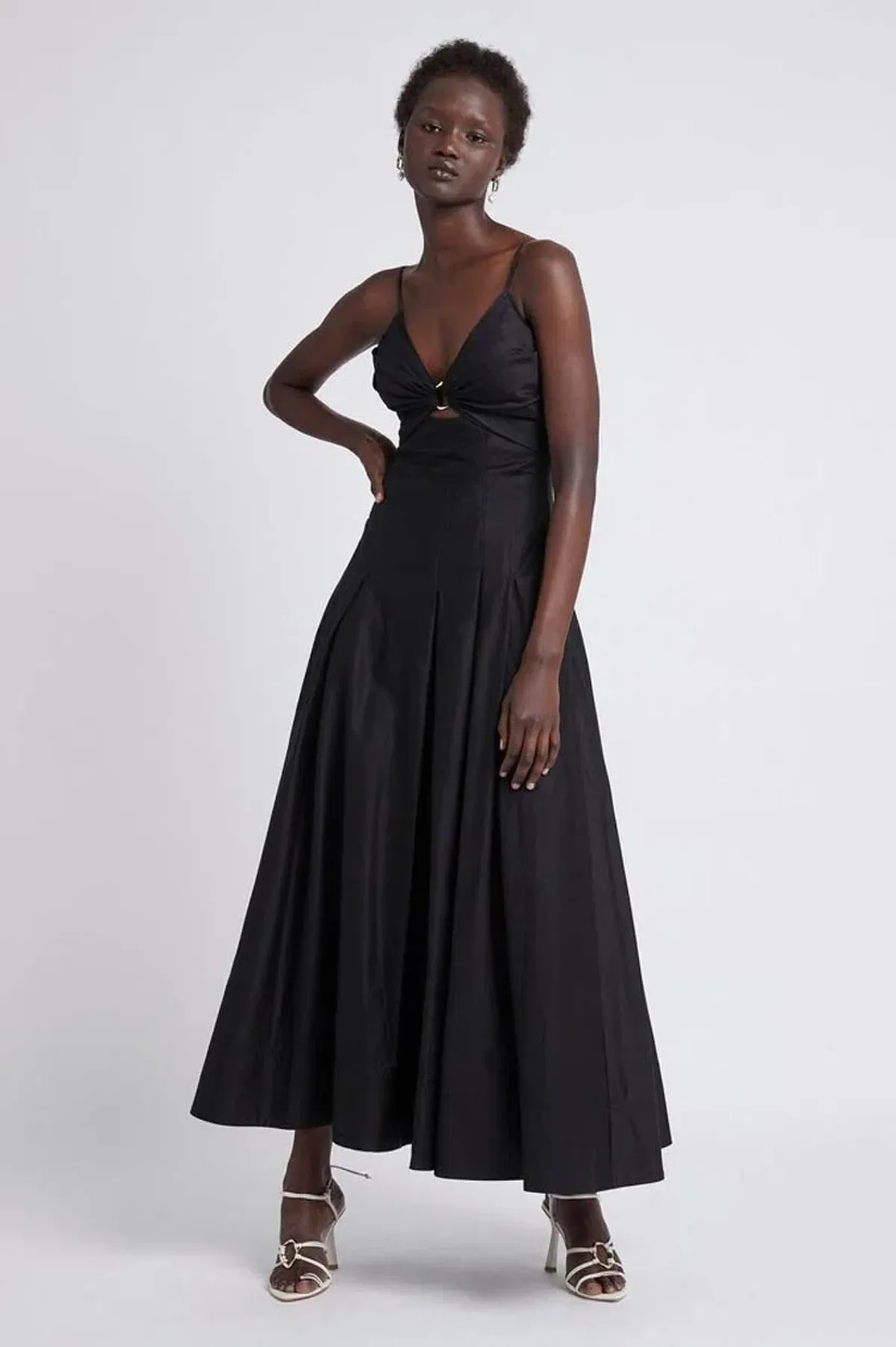 Aje Solstice Strappy Ring Midi Dress Black Size 6 for rent on The Volte - main image