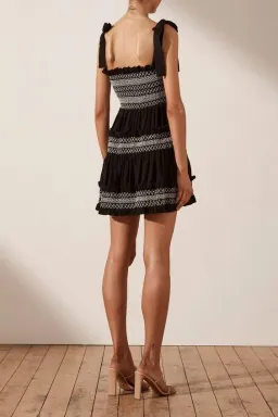Shona Joy Leda Shirred Tiered Mini Dress Black Size 8 for rent on The Volte - image 3