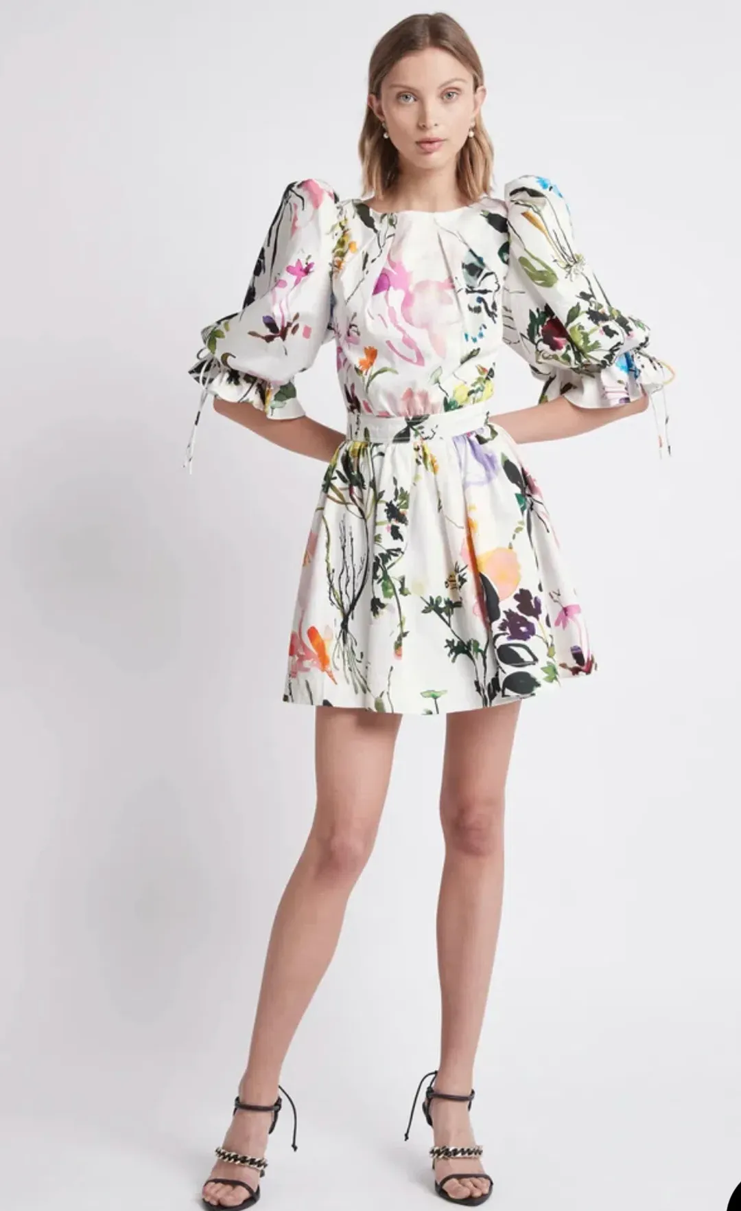 Aje Drift Puff Sleeve Mini Dress Print Size 10 for rent on The Volte - main image