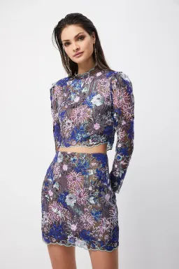 Elliatt Reese Cropped Lace Top and Mini Skirt Set Multi Size 10 for rent on The Volte - image 2