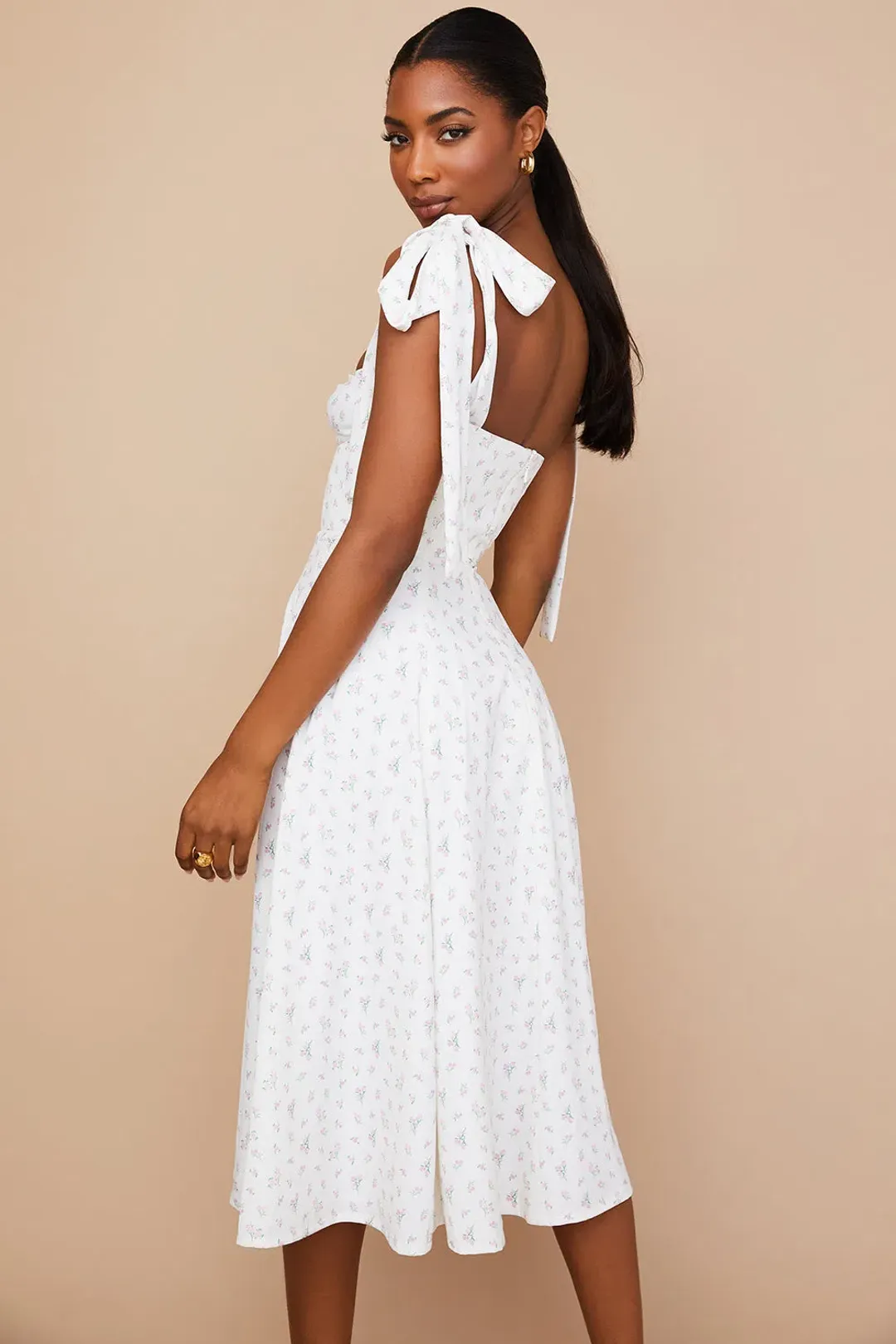 House of CB Alicia Midi Dress White Floral Size S / Au 8 for rent on The Volte - main image