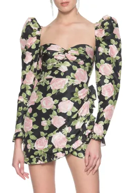 Alessandra Rich Ruffled Floral Print Silk Taffeta Mini Dress Print Size 8 for rent on The Volte - image 3
