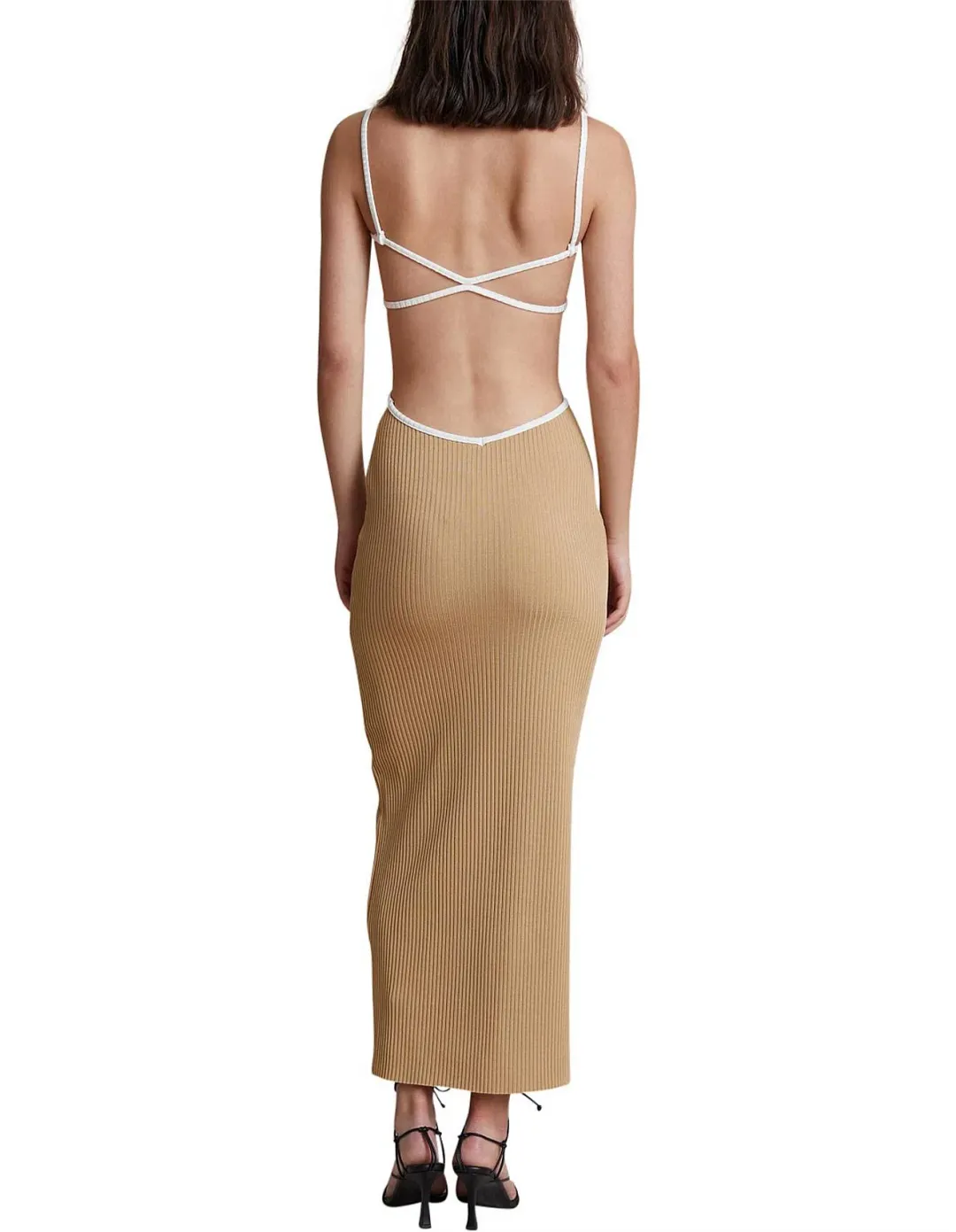 Bec & Bridge Coyote Midi Dress in Camel Beige Size 10  for rent on The Volte - main image