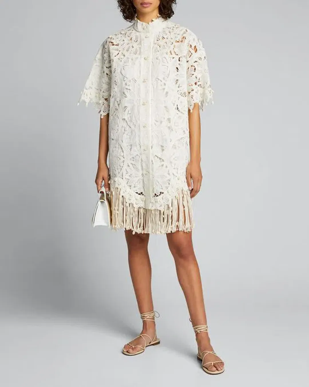 Zimmermann Wavelength Shirt Dress Ivory Size 0 / AU 8 for rent on The Volte - main image