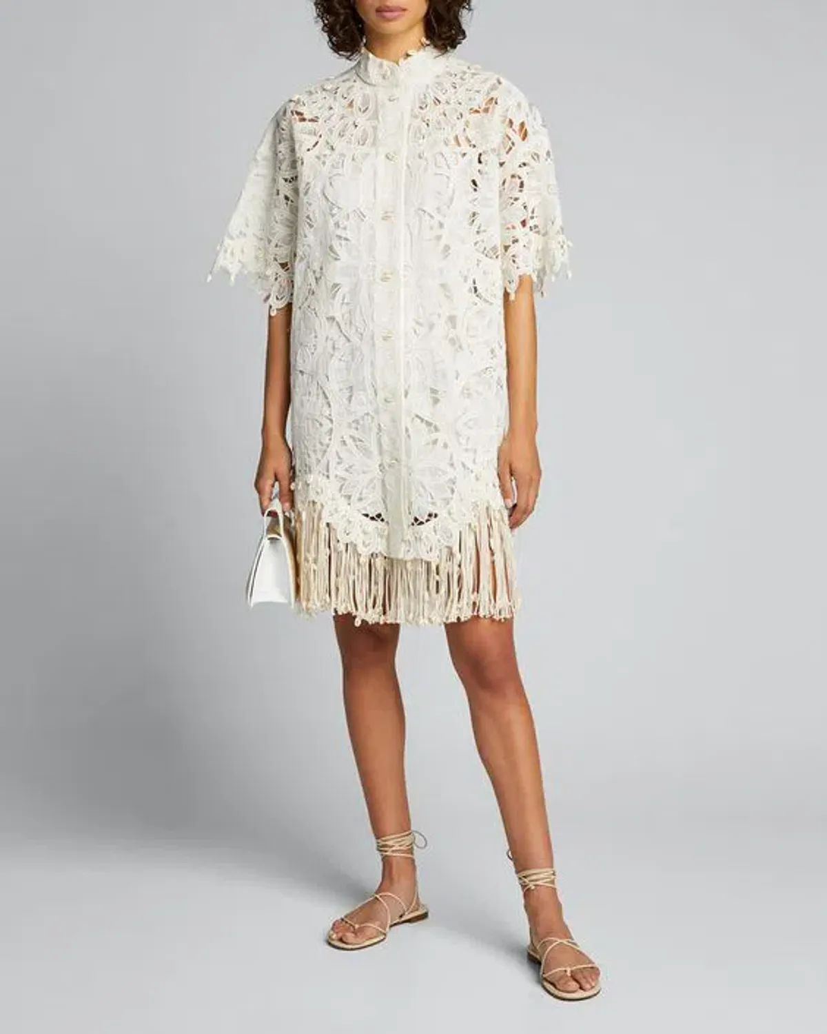Zimmermann Wavelength Shirt Dress Ivory Size 0 / AU 8 for rent on The Volte - main image