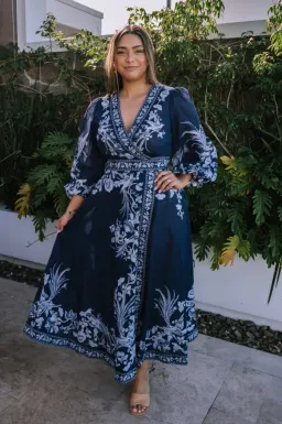 Zimmermann Aliane Floral Cotton Wrap Midi Dress Navy Size 14 for rent on The Volte - image 1