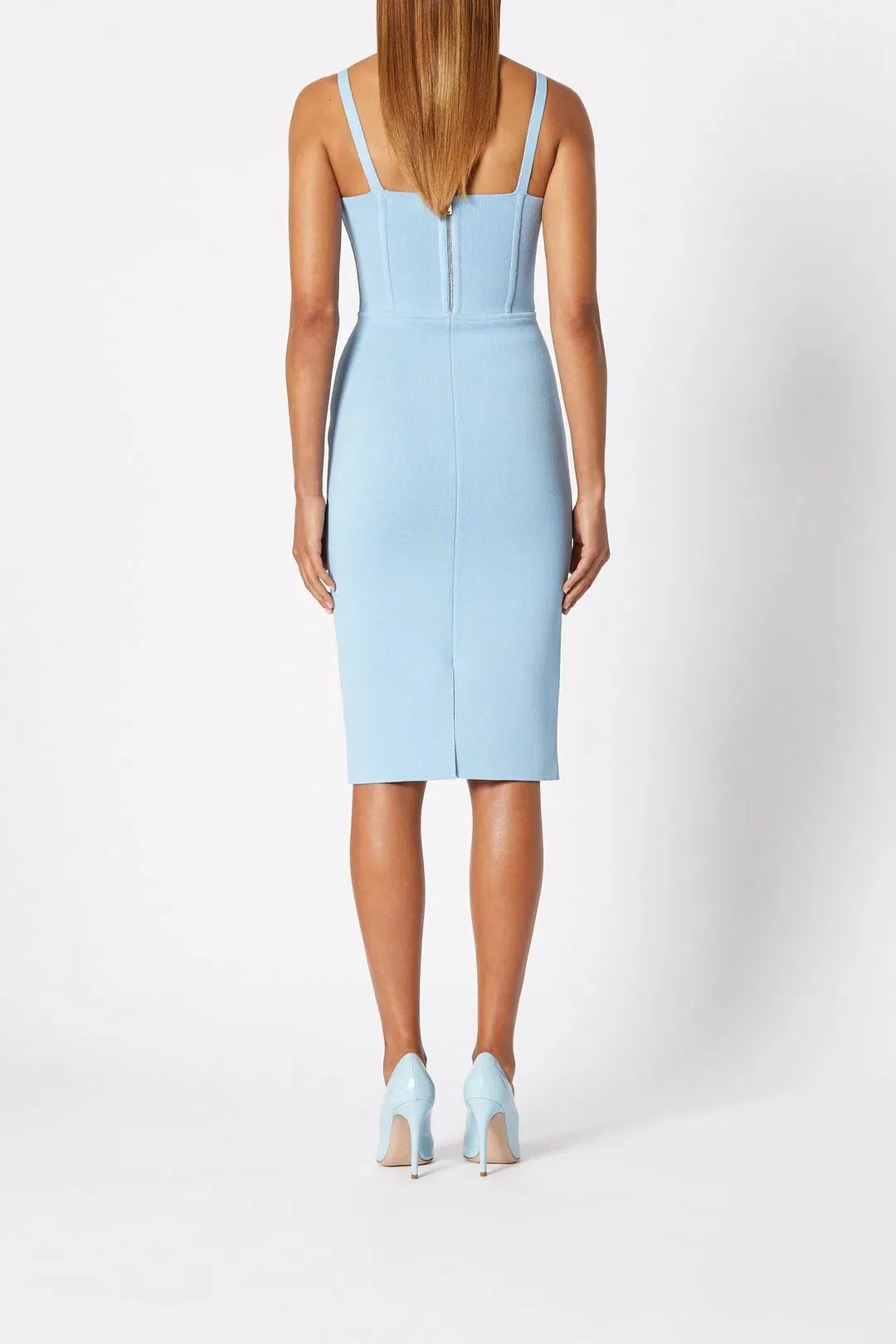 Scanlan Theodore Knit Bustier Dress Blue Size 6 for rent on The Volte - main image