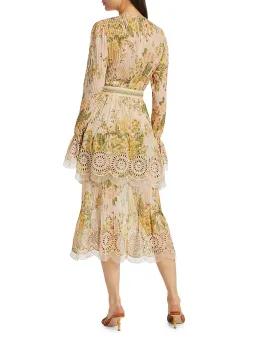 Zimmermann Amelie Pintuck Long Sleeve Midi Dress Floral Size 1 / AU 10 for rent on The Volte - image 3