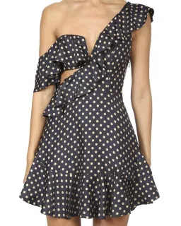 Zimmermann Rife Flounce Mini Dress Navy/Mustard Print Size 6 for rent on The Volte - image 4