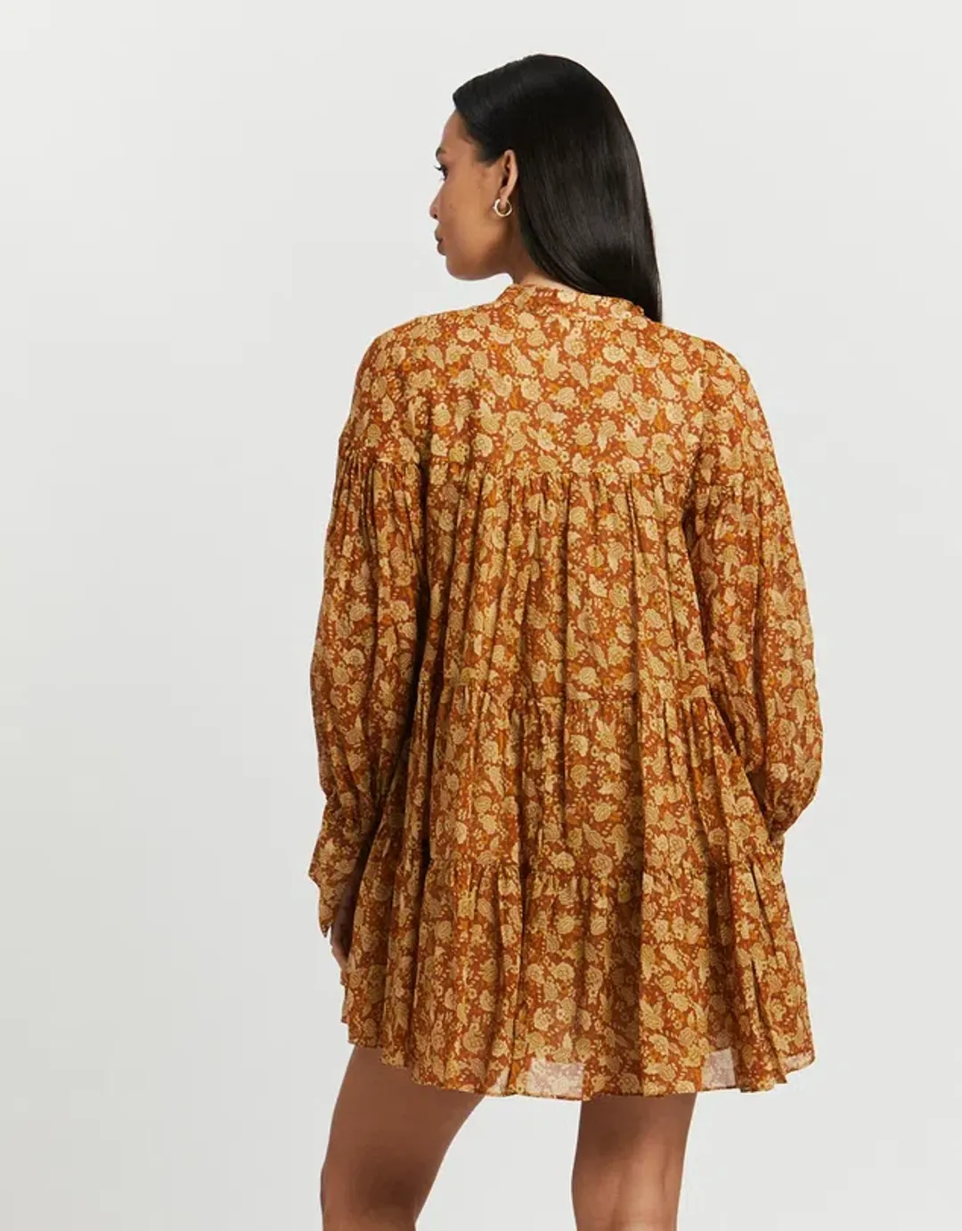 Shona Joy Arizona Tiered Mini Dress Print Size 14  for rent on The Volte - main image