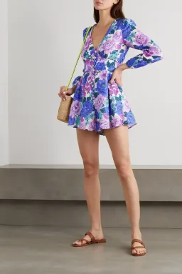 Zimmermann Poppy Floral Plunge Playsuit Print Size 1 for rent on The Volte - image 5