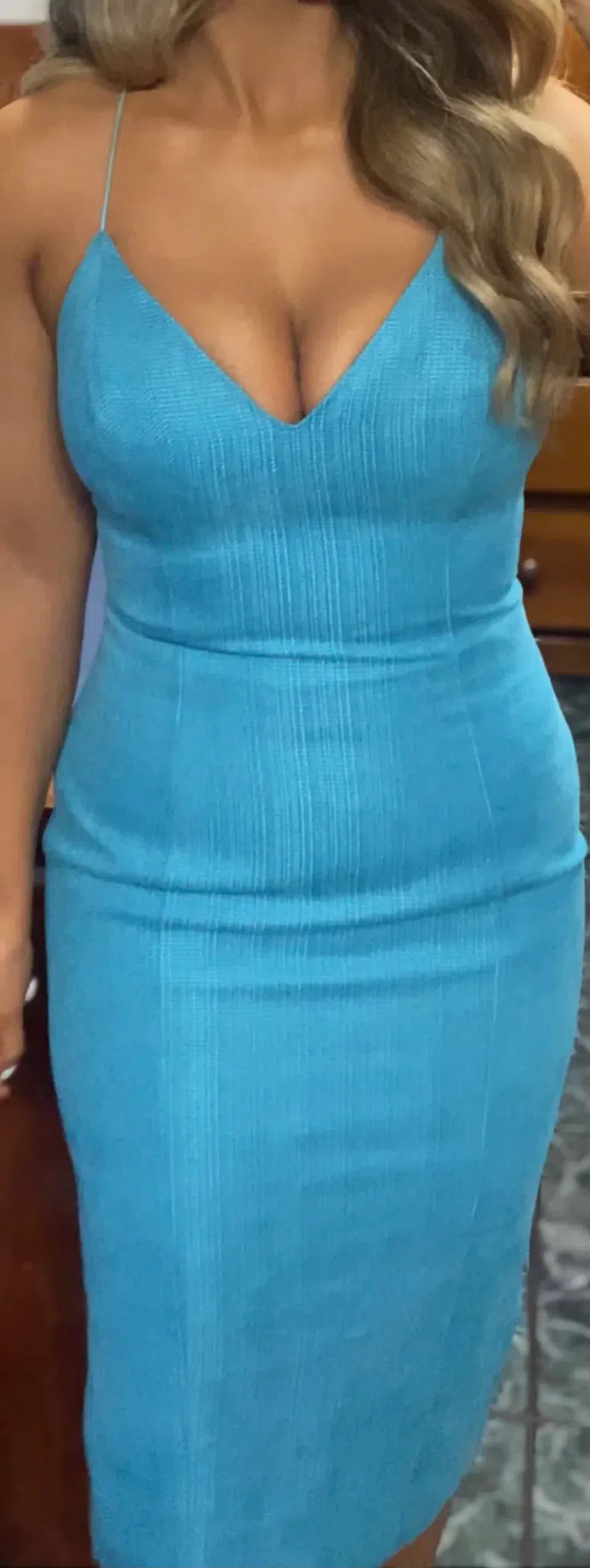 Mossman Complete Control Midi Dress Blue Size 8 for rent on The Volte - main image