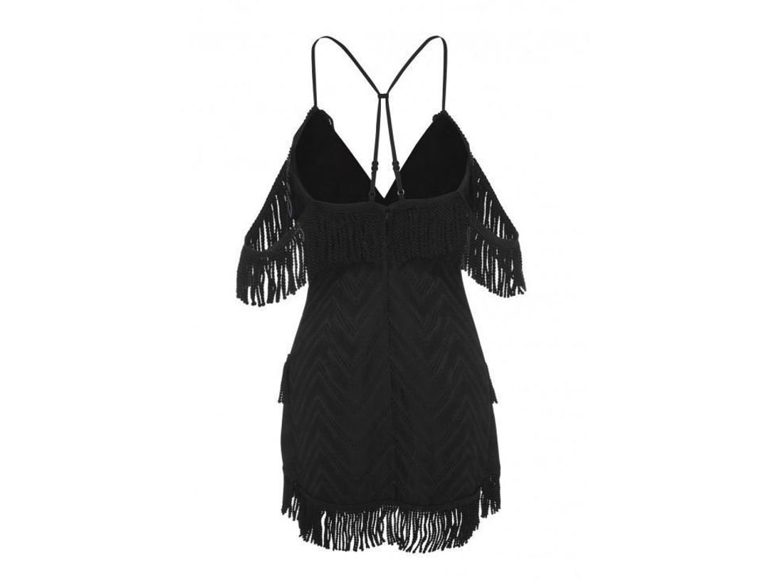 Alice McCall Fringe Mini Dress Black Size 6 for rent on The Volte - main image