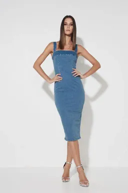 Mossman The Strike Back Denim Dress Blue Size 8 for rent on The Volte - image 2