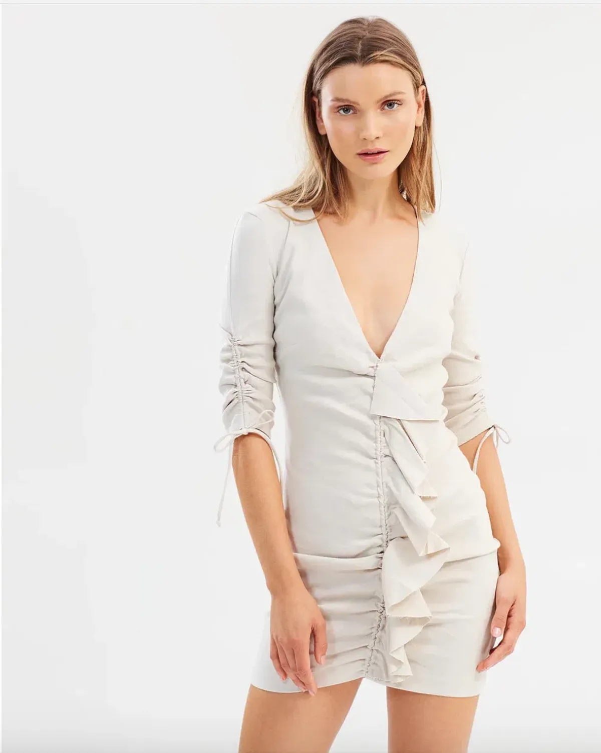 Bec & Bridge Superbe Ruffle Mini Dress Cream Size 8 for rent on The Volte - main image