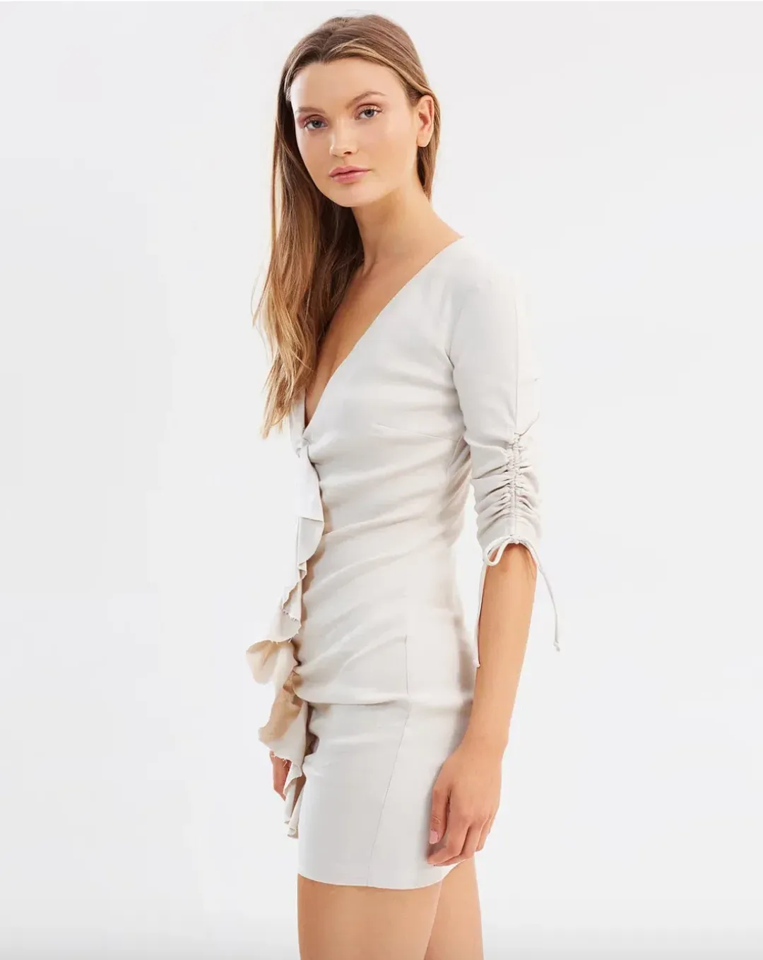 Bec & Bridge Superbe Ruffle Mini Dress Cream Size 8 for rent on The Volte - main image