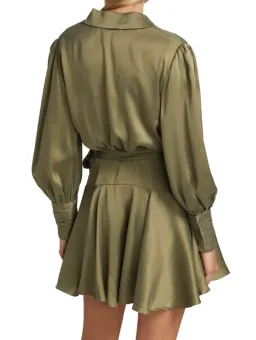 Zimmermann Silk Wrap Mini Dress Fennel Green Size 0P / AU 6 for rent on The Volte - image 2