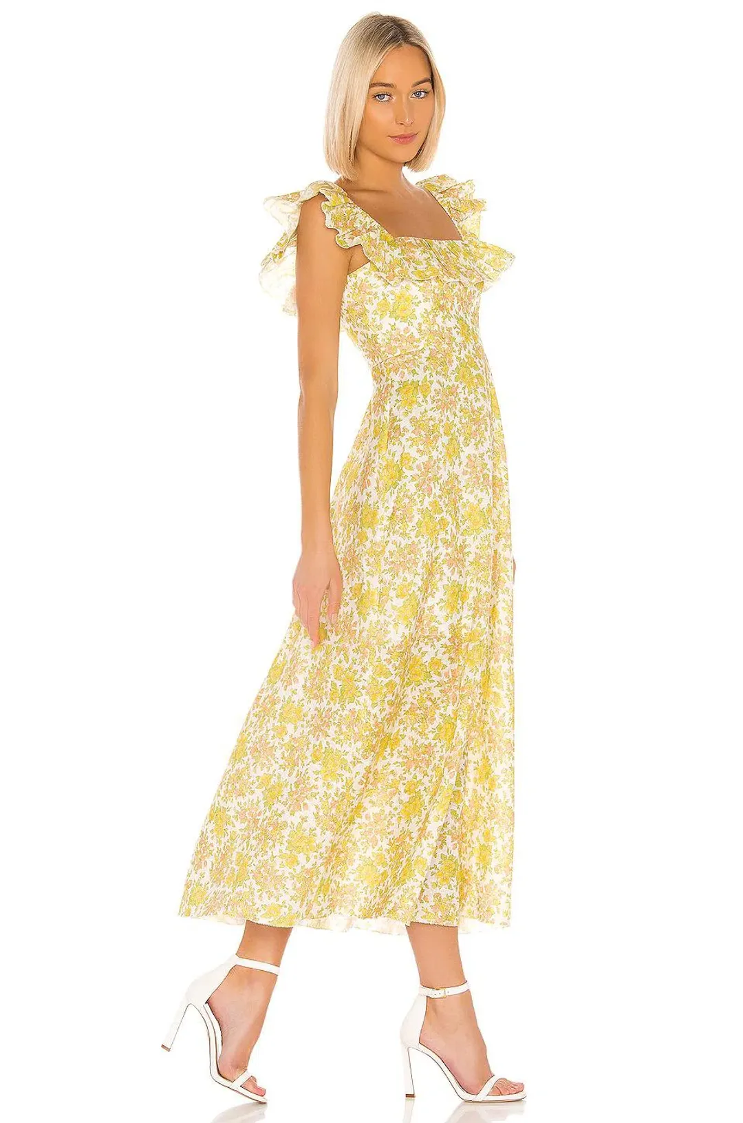 Zimmermann Goldie Ruffle Neck Dress Yellow Size 1 / Au 10 for rent on The Volte - main image
