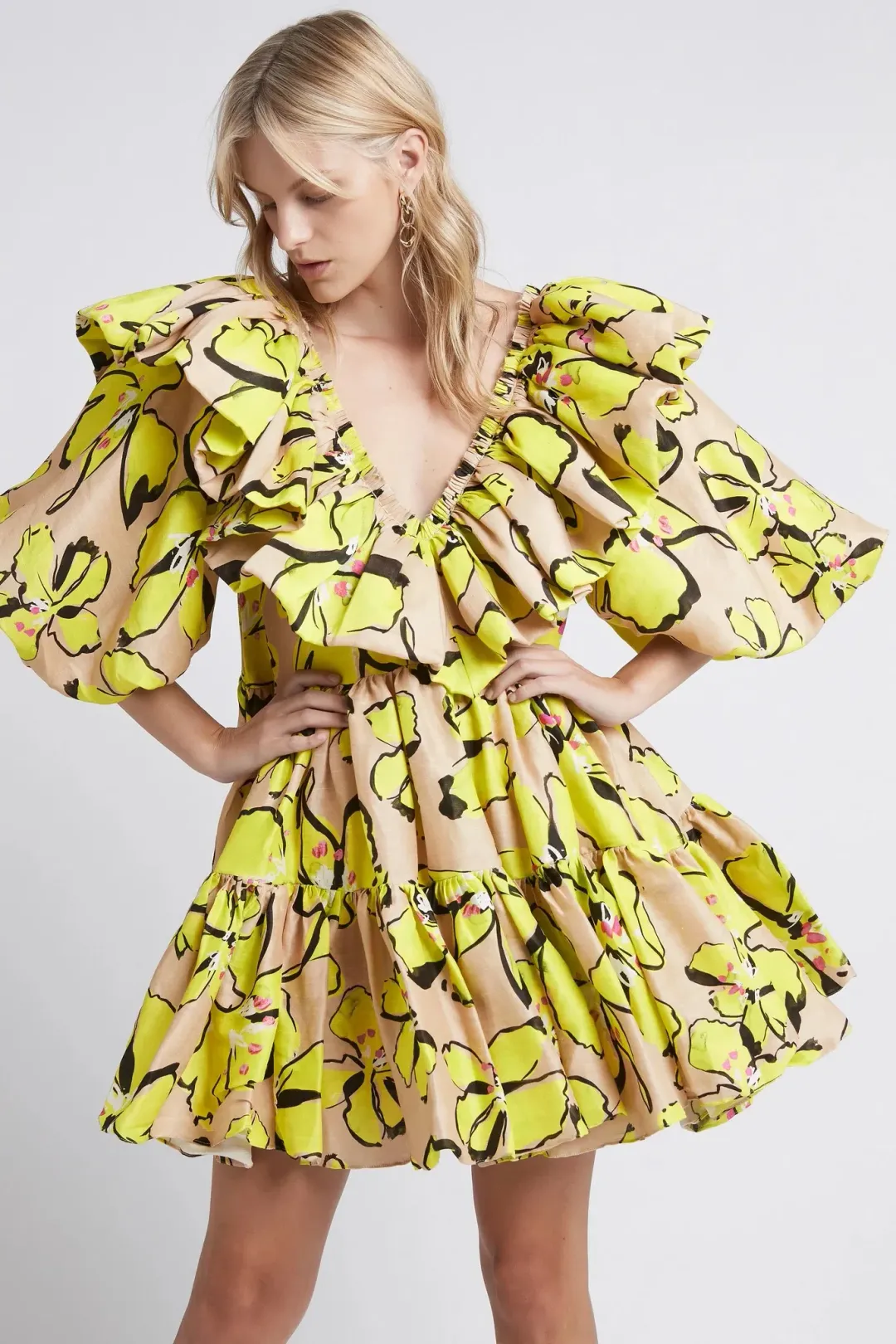 Aje Pelicano Citris Bloom Mini Dress Print Size 8 for rent on The Volte - main image