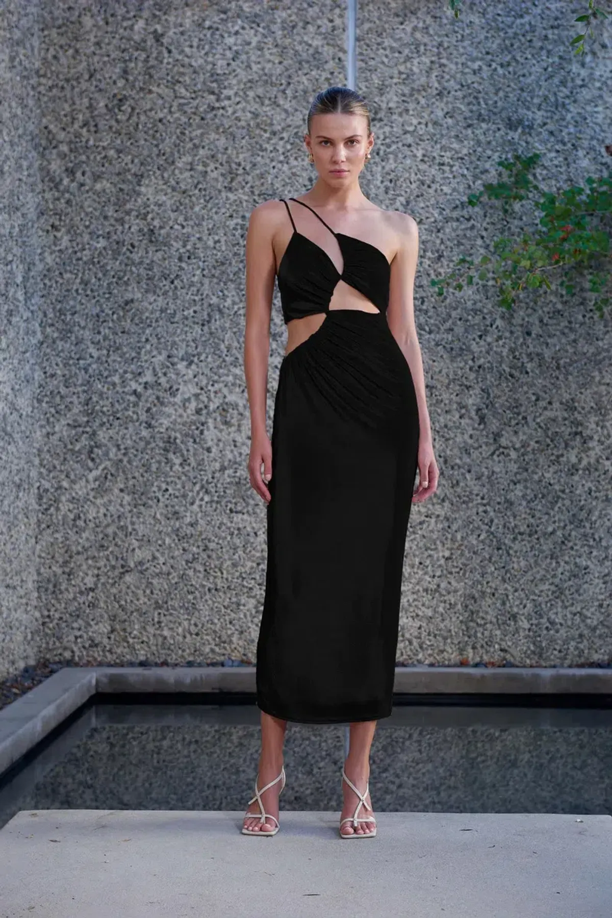 MISHA Bernette Midi Dress Black Size 6/XS for rent on The Volte - main image