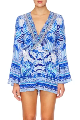 Camilla Throwing Shade Front Tie Playsuit Blue Size 8 for rent on The Volte - image 1