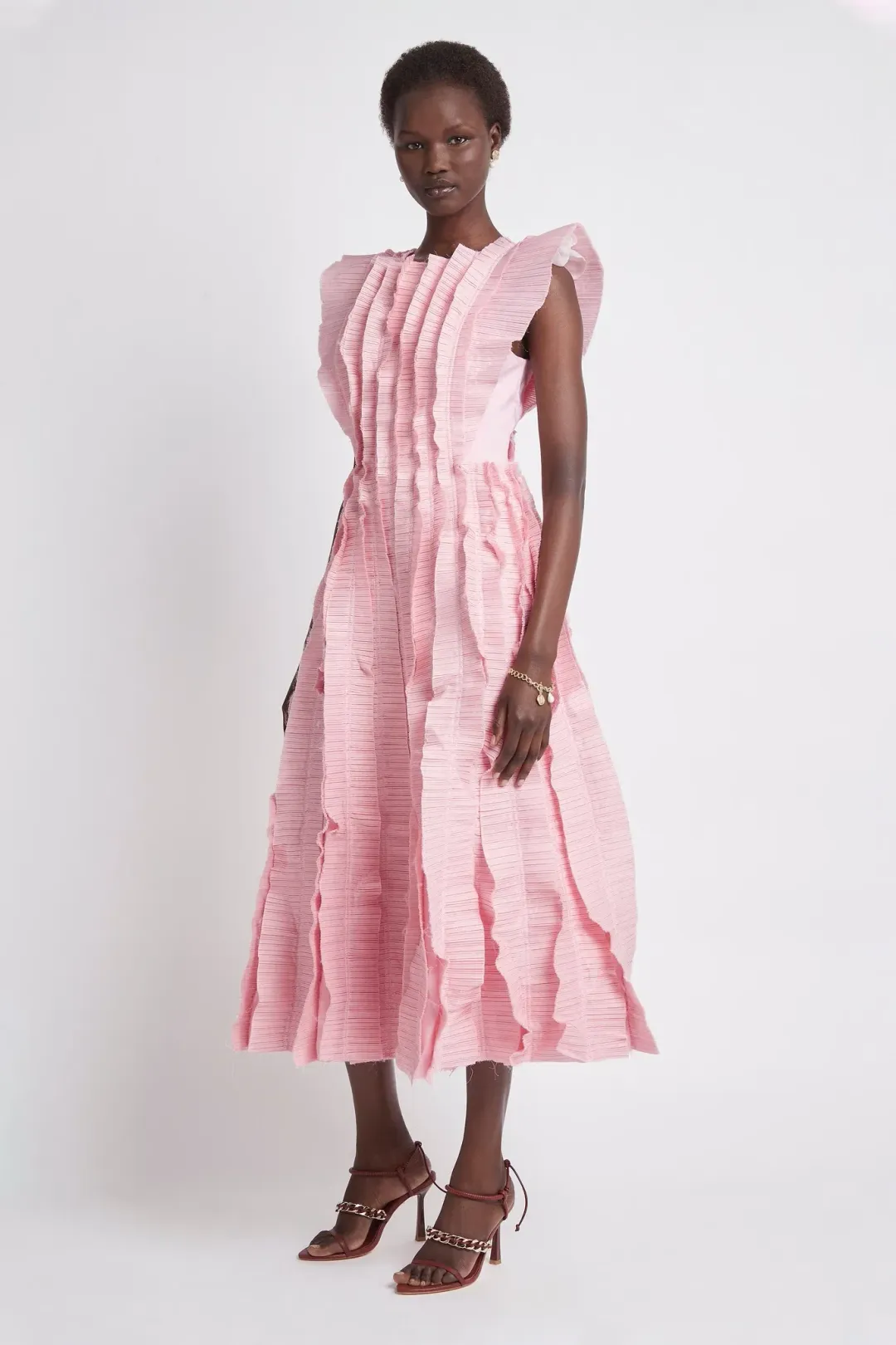 Aje Hybrid Midi Dress Pink Size 6 for rent on The Volte - main image