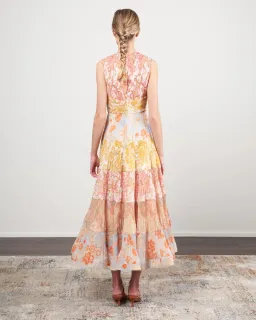 Zimmermann Postcard Pleated Midi Dress Spliced Print Size 0/ AU 8 for rent on The Volte - image 5