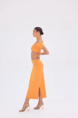 Cult Gaia Cessaly Knit Top & Hedda Knit Skirt Set Marigold Orange Size XS for rent on The Volte - image 3