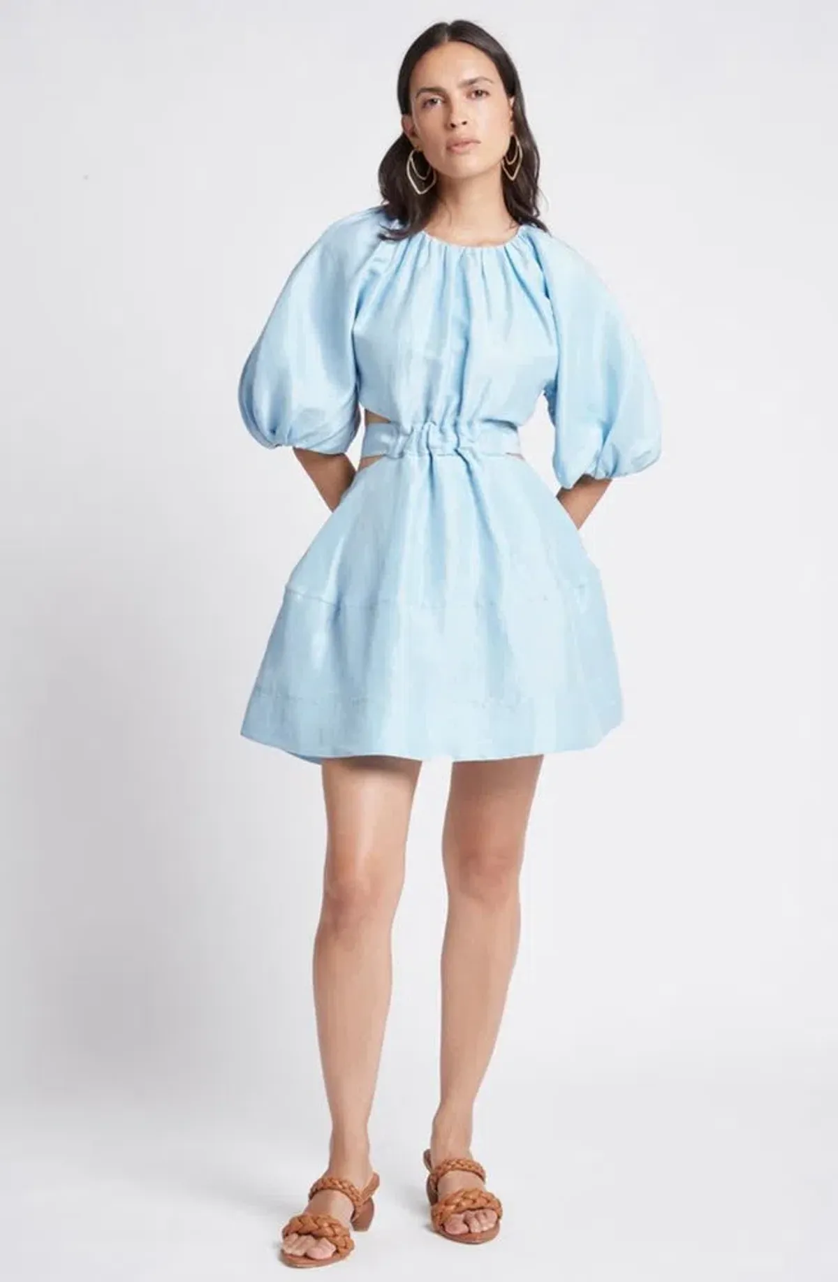 Aje Psychedelia Cut Out Mini Dress in Pale Blue Size 4 for rent on The Volte - main image