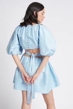 Aje Psychedelia Cut Out Mini Dress in Pale Blue Size 4 for rent on The Volte - image 4