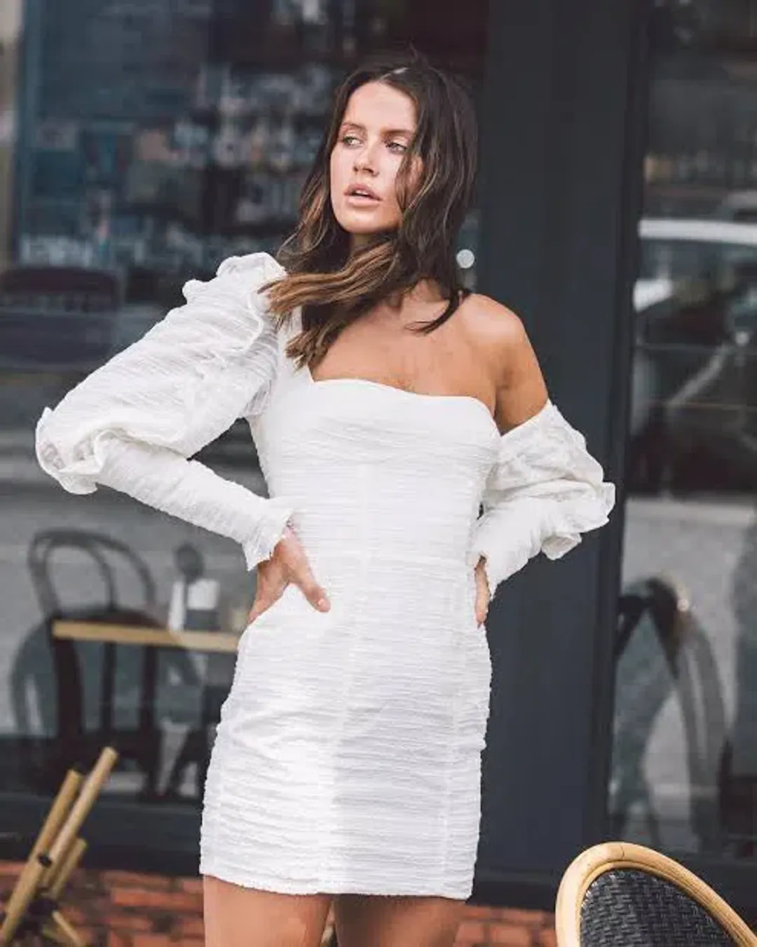 Asilio Asymmetric Mini Dress White size 6 for rent on The Volte - main image