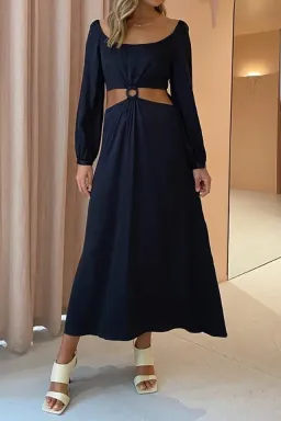 Ginia Sabrina Long Sleeve Dress Black Size 10 for rent on The Volte - image 2