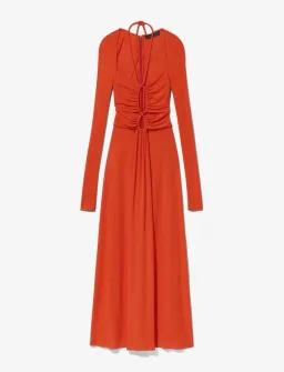 Proenza Schouler Matte Jersey Drawstring Dress Orange Size 6 for rent on The Volte - image 6