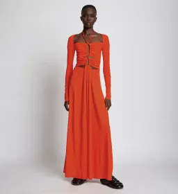 Proenza Schouler Matte Jersey Drawstring Dress Orange Size 6 for rent on The Volte - image 1