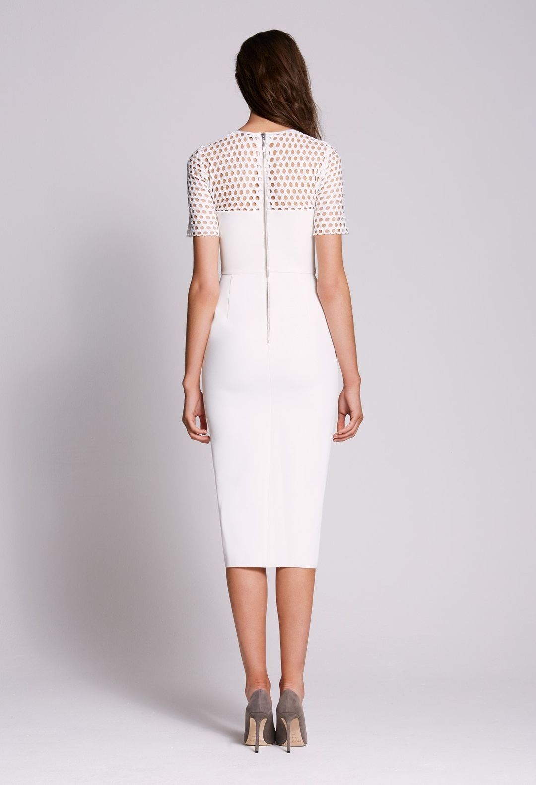 Yeojin Bae Embroidered Net Double Crepe Piper Midi Dress White Size 4 for rent on The Volte - main image