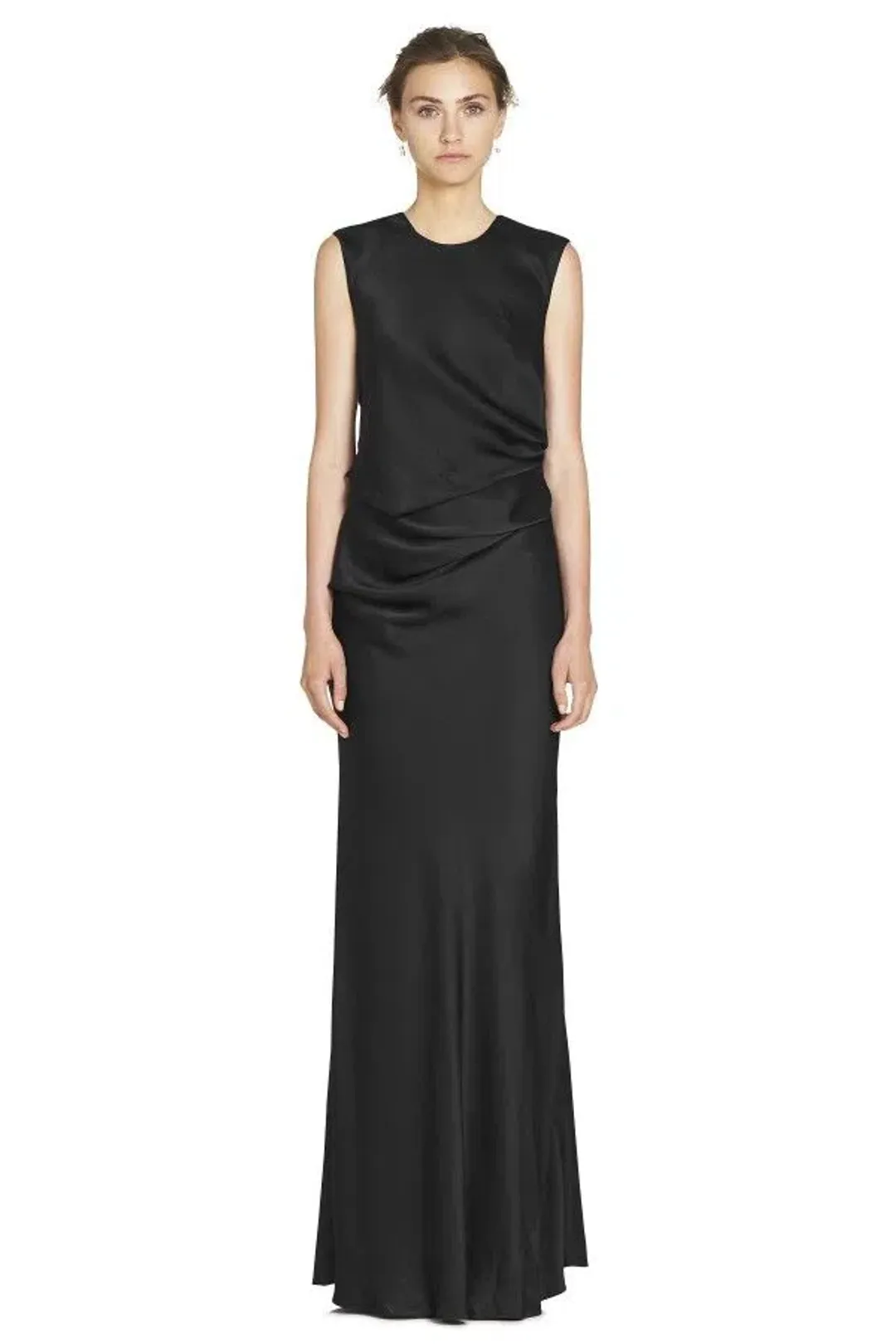 Camilla & Marc Grazia Draped Sleeveless Evening Gown Black Size 6 for rent on The Volte - main image