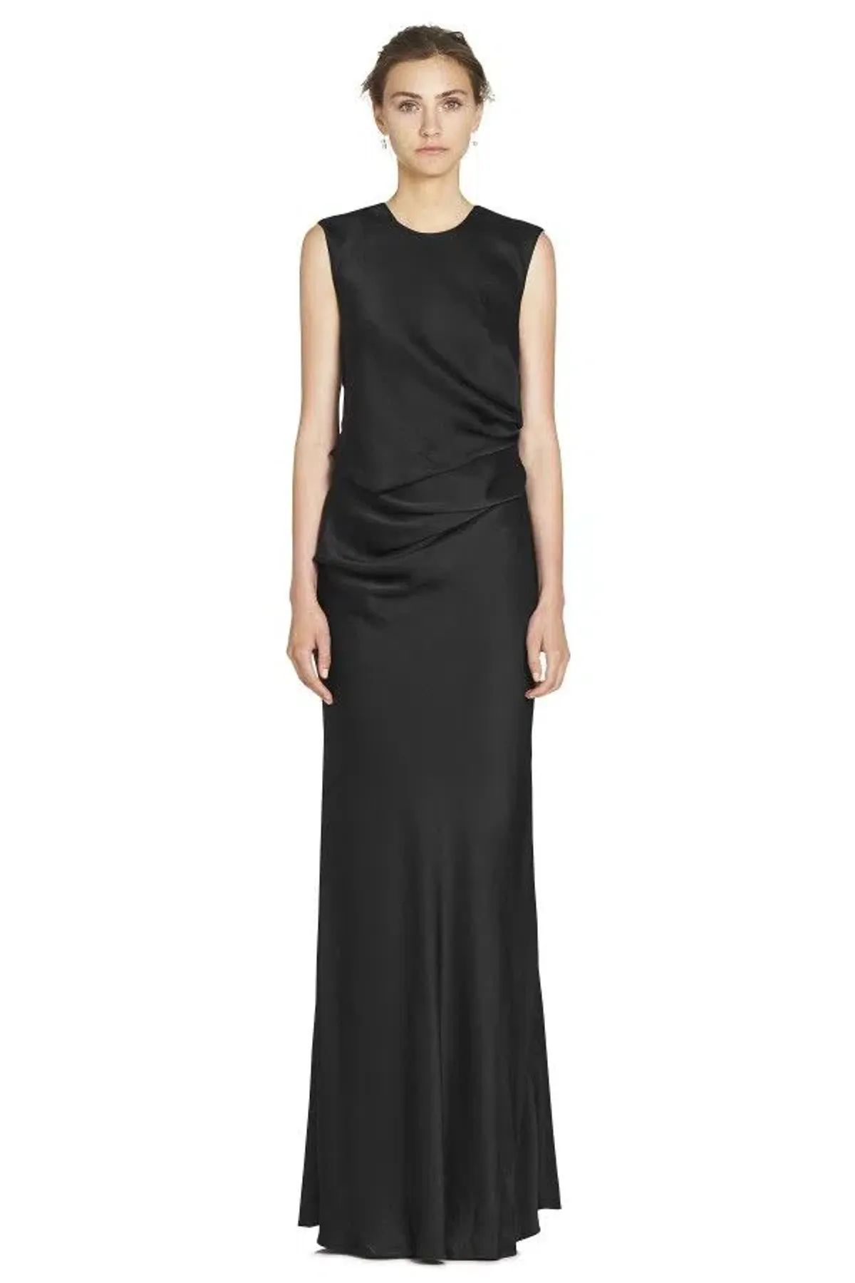 Camilla & Marc Grazia Draped Sleeveless Evening Gown Black Size 6 for rent on The Volte - main image