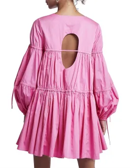 Aje Overture Gathered Smock Mini Dress Pink Size 10 for rent on The Volte - image 3