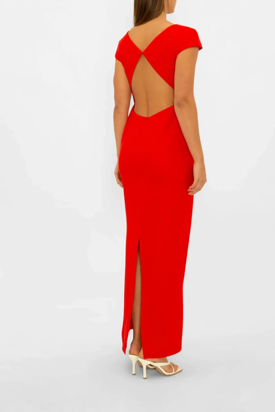 Carla Zampatti Red Bareback Beauty Maxi Dress Red Size 6 for rent on The Volte - main image