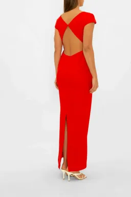 Carla Zampatti Red Bareback Beauty Maxi Dress Red Size 6 for rent on The Volte - image 2