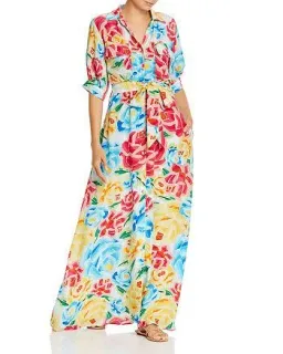 All Things Mochi Marie Floral Silk Maxi Dress Size M for rent on The Volte - image 1