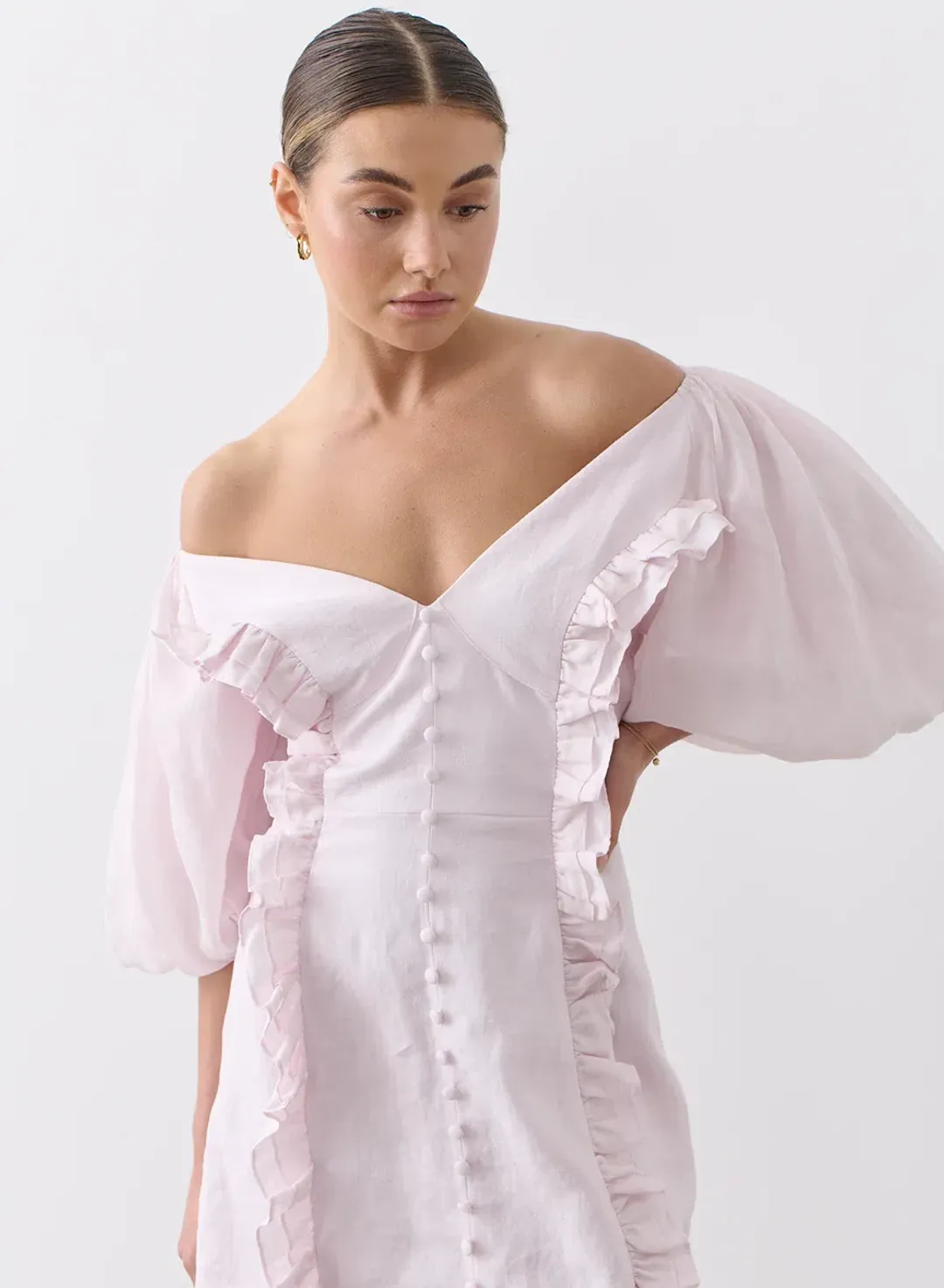 Joslin Studio Annabelle Linen Ramie Mini Dress Pink Size 6 for rent on The Volte - main image